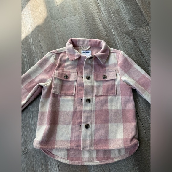 Old Navy Pink White Plaid Flannel Shacket Jacket Comfy Warm Size S 6 7 - Picture 2 of 8